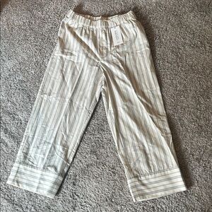 Striped Casual Pants in Cream and Gray